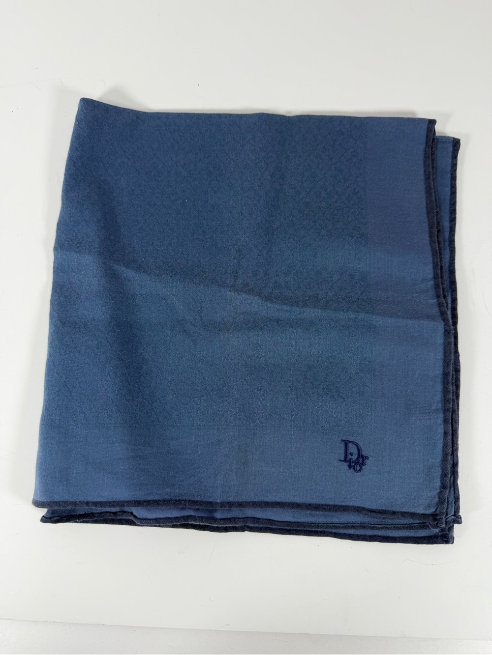 Vintage Christian Dior Diorissimo Monogram Handkerchief Scarf Blue